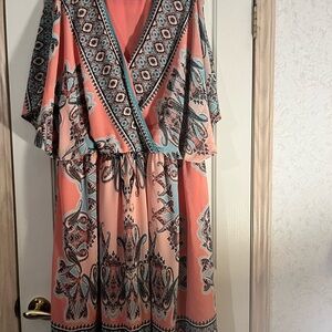 Bohemian Pink and Blue Maxi Dress